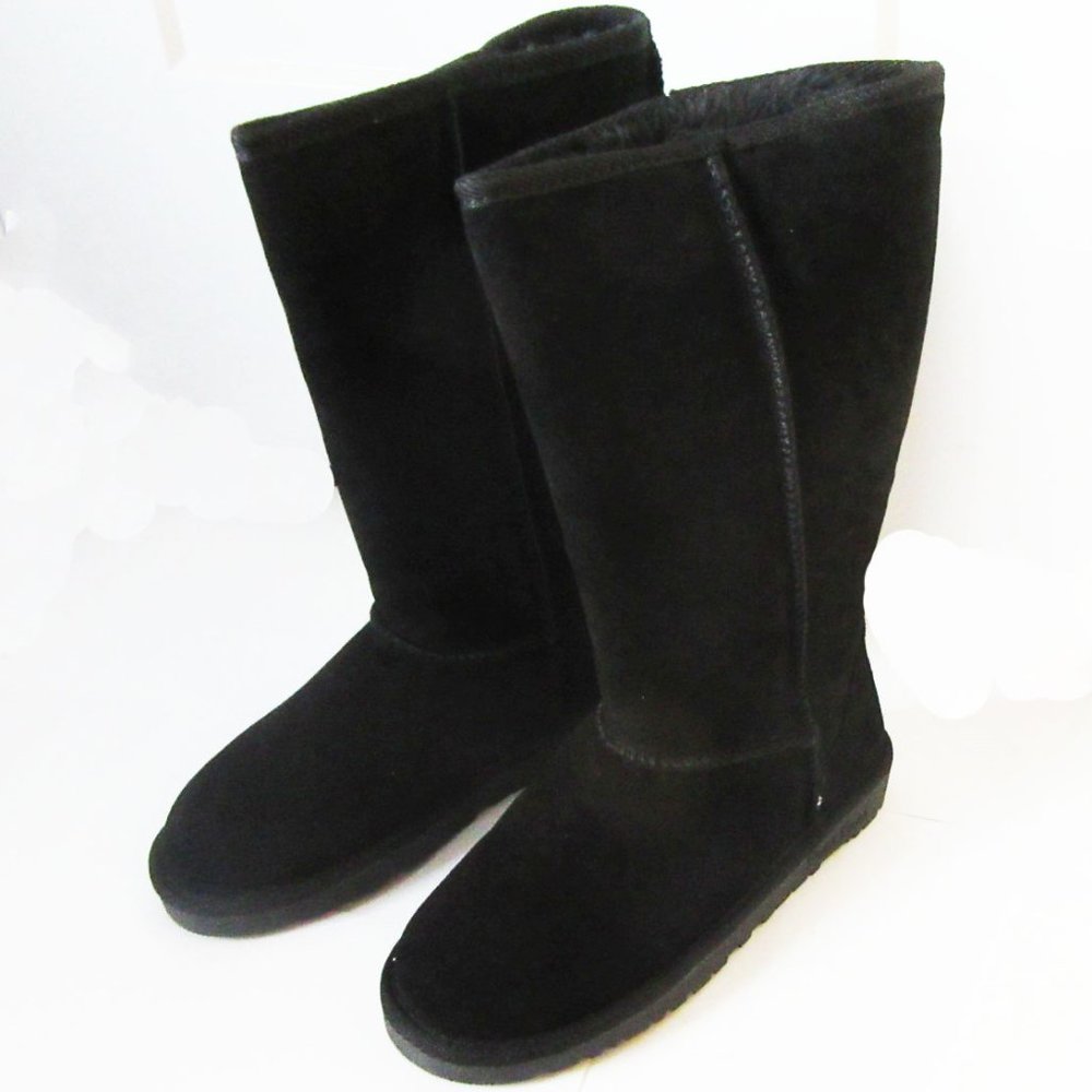Women TPR Sole Winter Medium Boots Suede Upper in Black SZ6